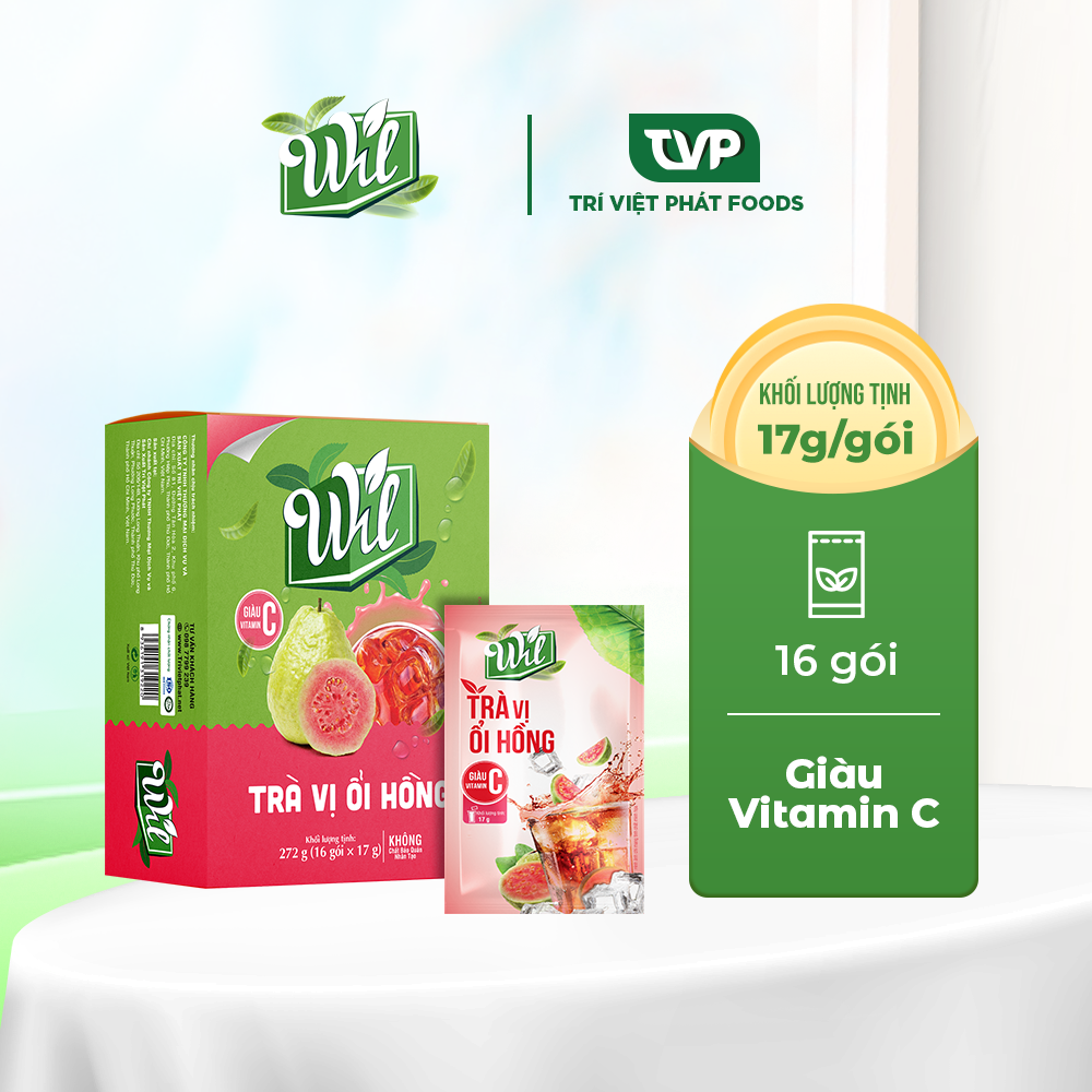 Trà hòa tan vị ổi hồng Wil bổ sung Vitamin giải khát hộp 272g