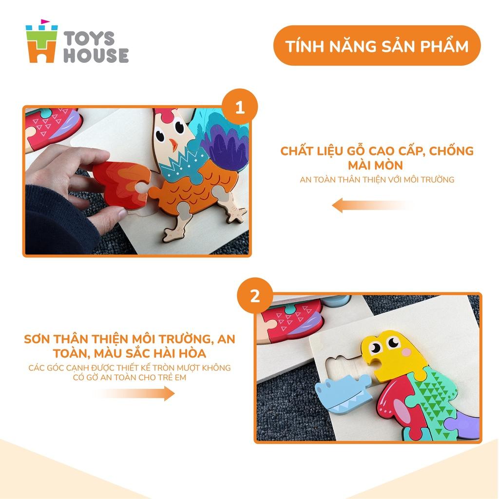 Đồ chơi ghép hình gỗ 3D - đồ chơi gỗ thông minh ToysHouse nhân vật hoạt hình ngộ nghĩnh, màu sắc đa dạng