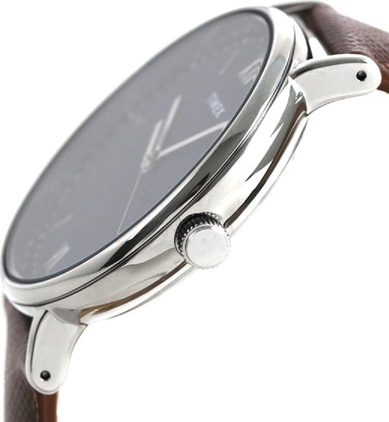 Đông hồ Dây Da Timex Nam Nữ Southview 41mm Silver-tone Case White Dial Black Leather Strap - TW2T34800