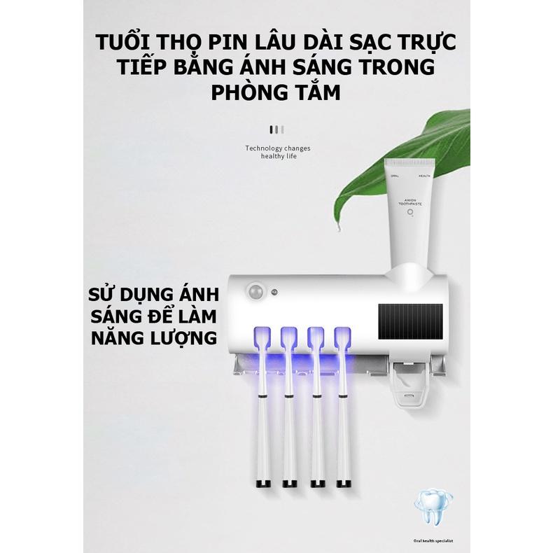 Giá treo bàn chải khử trùng bằng tia cực tím kèm bộ nhả kem đánh răng tiện lợi - VL24