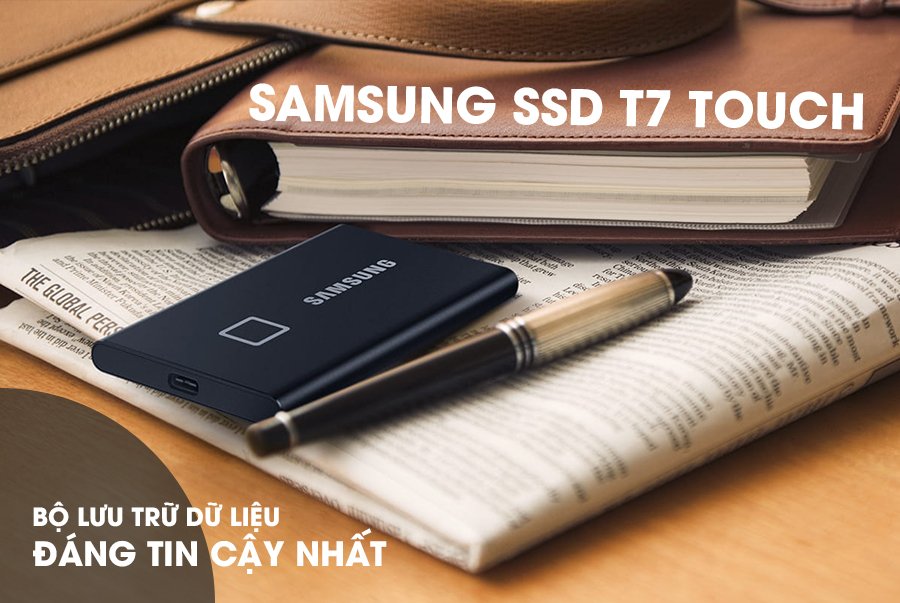 Ổ cứng di động SSD Samsung T7 Touch Màu Đen USB Type C 3.2 Gen 2 - Hàng chính hãng