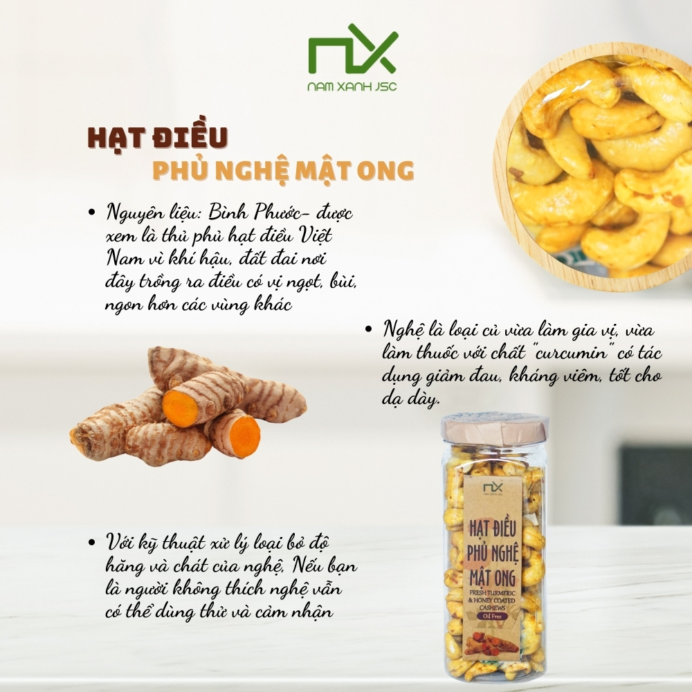 Hạt Điều Phủ Nghệ Mật Ong 230g (280g)/ Fresh Turmeric And Honey Coated Cashews 230g (280g)