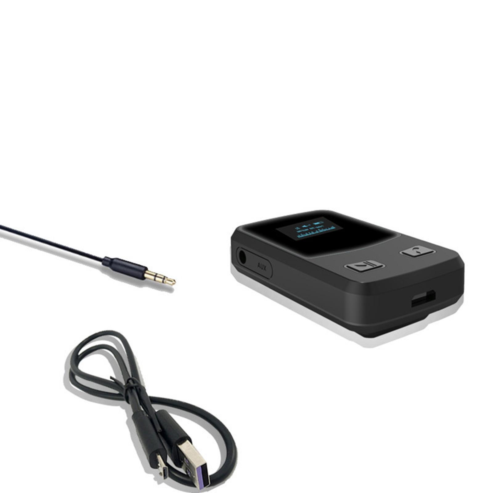 OLED Bluetooth 5.0 Audio Transmitter Receiver Adapter 3.5mm Aux Hands-free