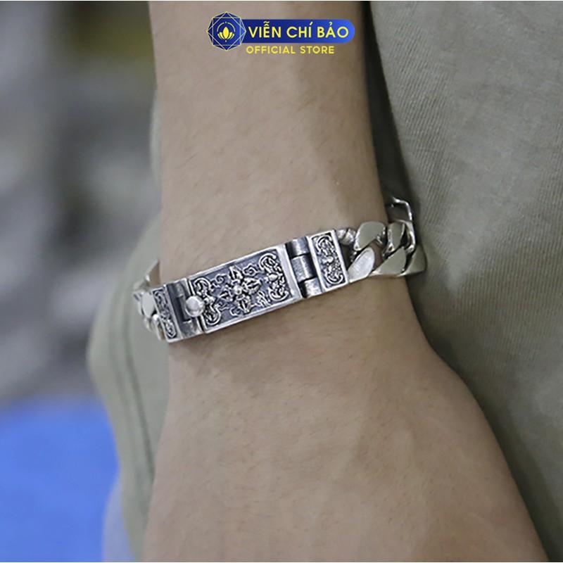 Lắc tay bạc nam vòng tay nam đẹp Chùy Kim Cang Lục Tự Đại Minh chất liệu bạc Thái 925 thương hiệu Viễn Chí Bảo L100422