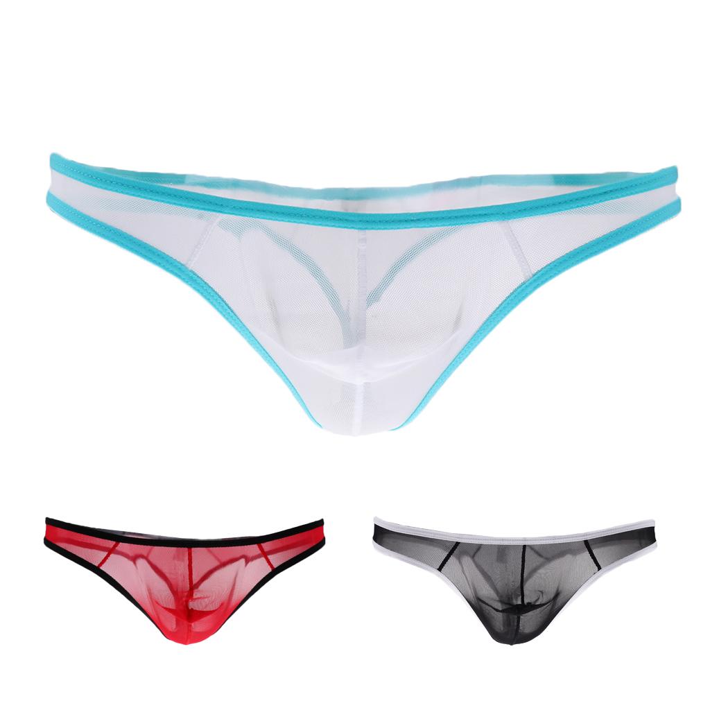 27-35inch Sexy Mens See-through Mesh Underwear Mesh Pouch Briefs Bikini Underpants