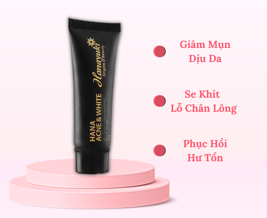 Kem Ngừa Mụn - Giảm Thâm &amp; Dưỡng Trắng Da Mặt Hanayuki ACNE WHITE 25g ( HÀNG CHÍNH HÃNG )