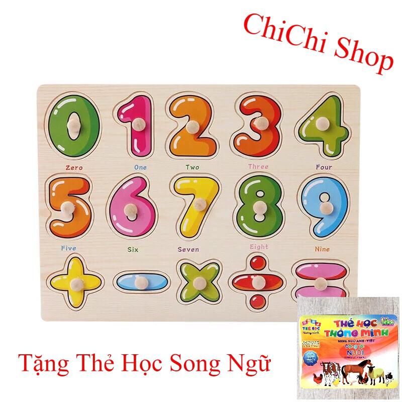 Bảng Núm Số 0-9 Kèm Phép Tính Giúp Bé Học Số (Tặng thẻ song ngữ)