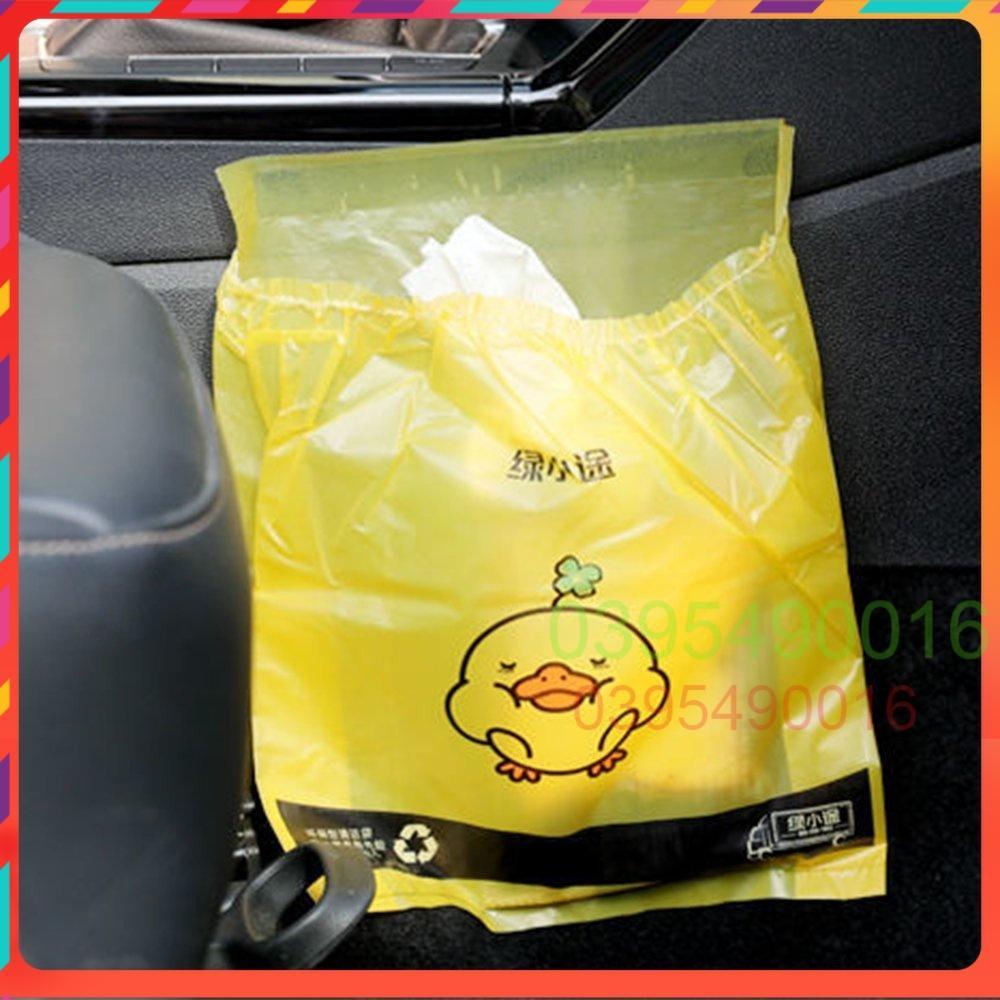 Bịch 60 túi đựng rác dán miệng VỊT VÀNG cho xe hơi văn phòng nhà bếp, túi nôn khi đi ô tô tàu xe tiện lợi