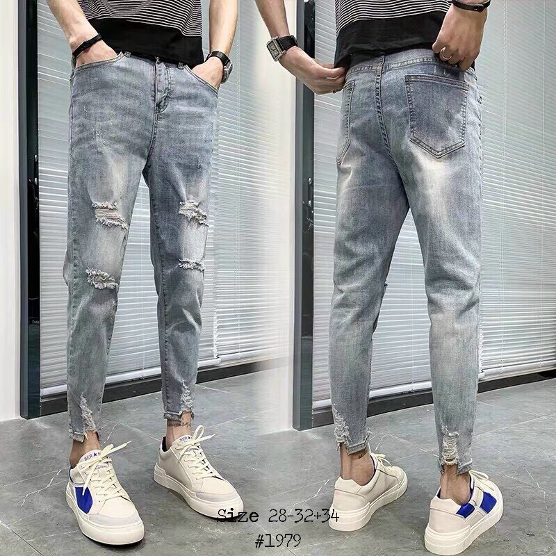 Quần Jean Nam ONEZ Phối Rách Cá Tính , Chất Chất jean co dãn Bền Màu QJ2