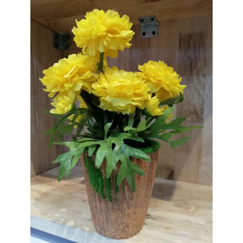 CHẬU HOA ĐỂ BÀN TRANG TRÍ, HOA LỤA