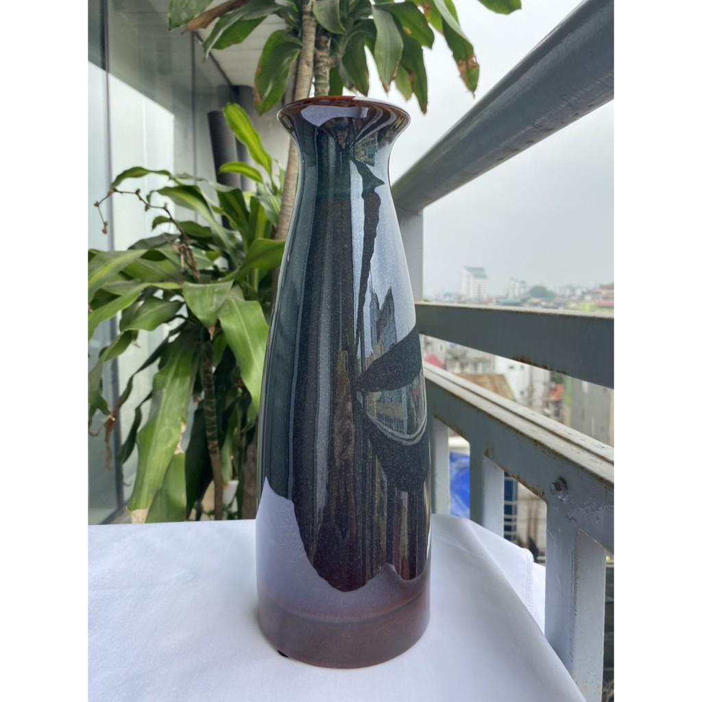 LỌ HOA BÁT TRÀNG CAO CẤP MEN HỎA BIẾN NÂU ĐẬM CHẤM BI