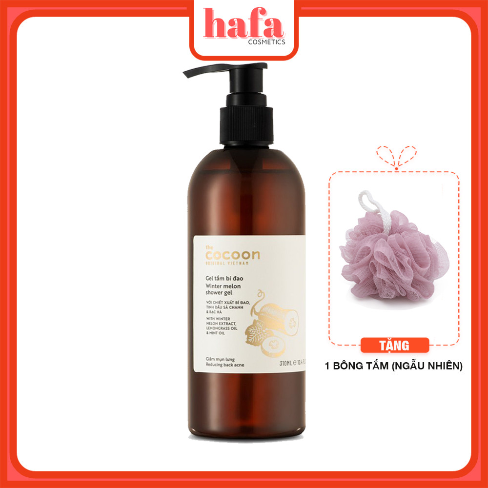 Gel tắm bí đao Cocoon giúp giảm mụn lưng Cocoon Winter Melon Shower Gel 310ml + Tặng Kèm 1 Bông Tắm Tạo Bọt