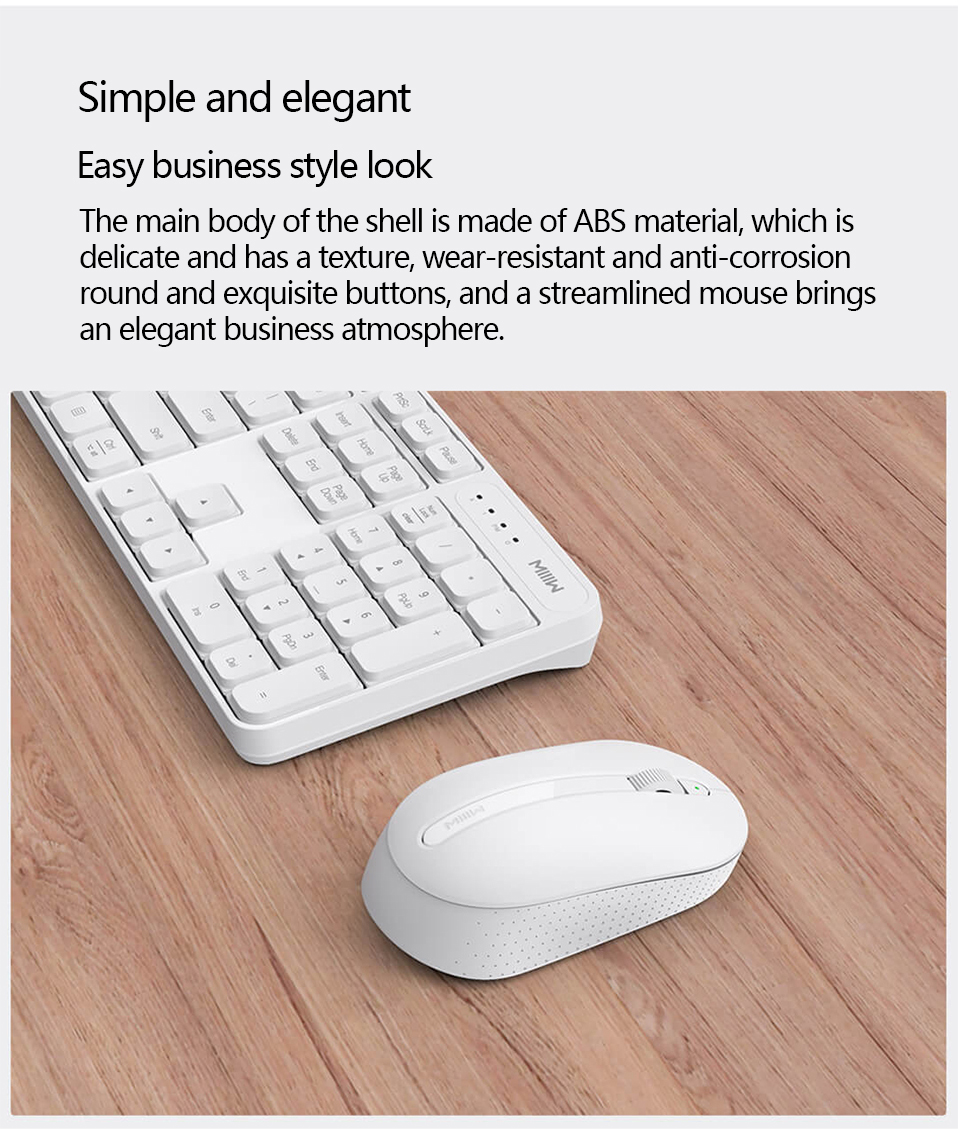 Bộ bàn phím & chuột không dây Xiaomi Ecological Chain MIIIW 104 Phím 2.4GHz Bàn phím USB Chuột thiết kế chống trượt cho văn phòng