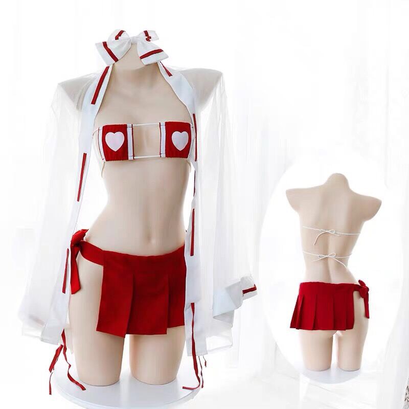 Váy ngủ Cosplay sexy cao cấp Q39 - Đồ ngủ cosplay kèm áo choàng xuyên thấu - Đồ ngủ mặc nhà - Đầm ngủ cosplay nữ