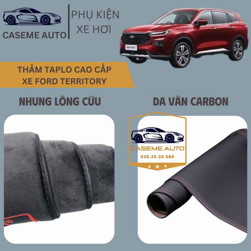 [FORD TERRITORY] Thảm Taplo 3 Lớp Dành Cho Xe FORD TERRITORY, Nhung Lông Cừu Và Da Vân Carbon Cao Cấp - Hàng Chính Hãng