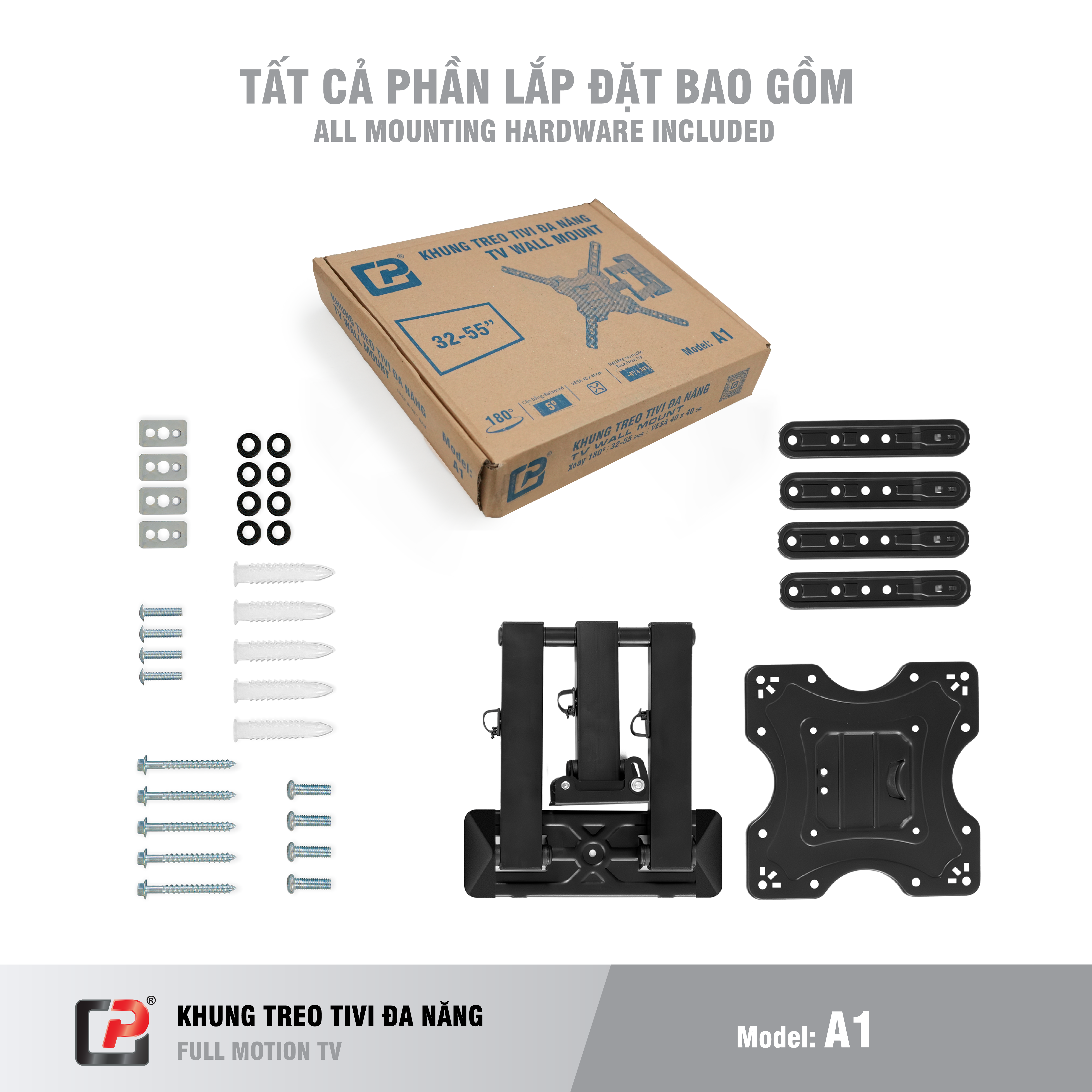 Giá treo, Khung treo tivi xoay đa năng Chánh Phát từ 19 đến 55 inch - Xoay mọi góc độ - A1 - Hàng Chính Hãng