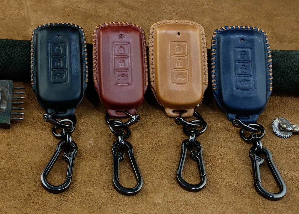 Bao Da Chìa Khóa Ô Tô Handmade Mitsubishi 3 nút Da Bò - hàng chính hãng