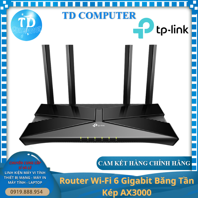 Router Wifi 6 Gigabit băng tần kép TP-Link AX3000 Archer AX53 - Hàng chính hãng FPT phân phối