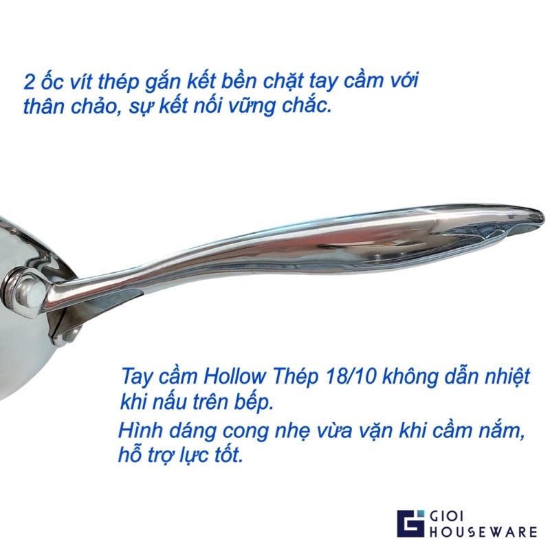 Chảo Thép 3 Đáy inox304 Chuyên Nghiệp, 20-24cm; Đáy từ, phù hợp mọi loại bếp, tiêu chuẩn Châu Âu