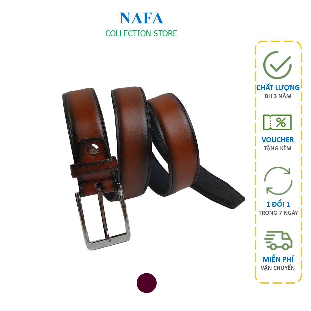 Thắt lưng nam, Dây nịt nam da bò cháy 3 lớp NAFA BL111 phong cách thời trang, khóa kim - BH 3 năm