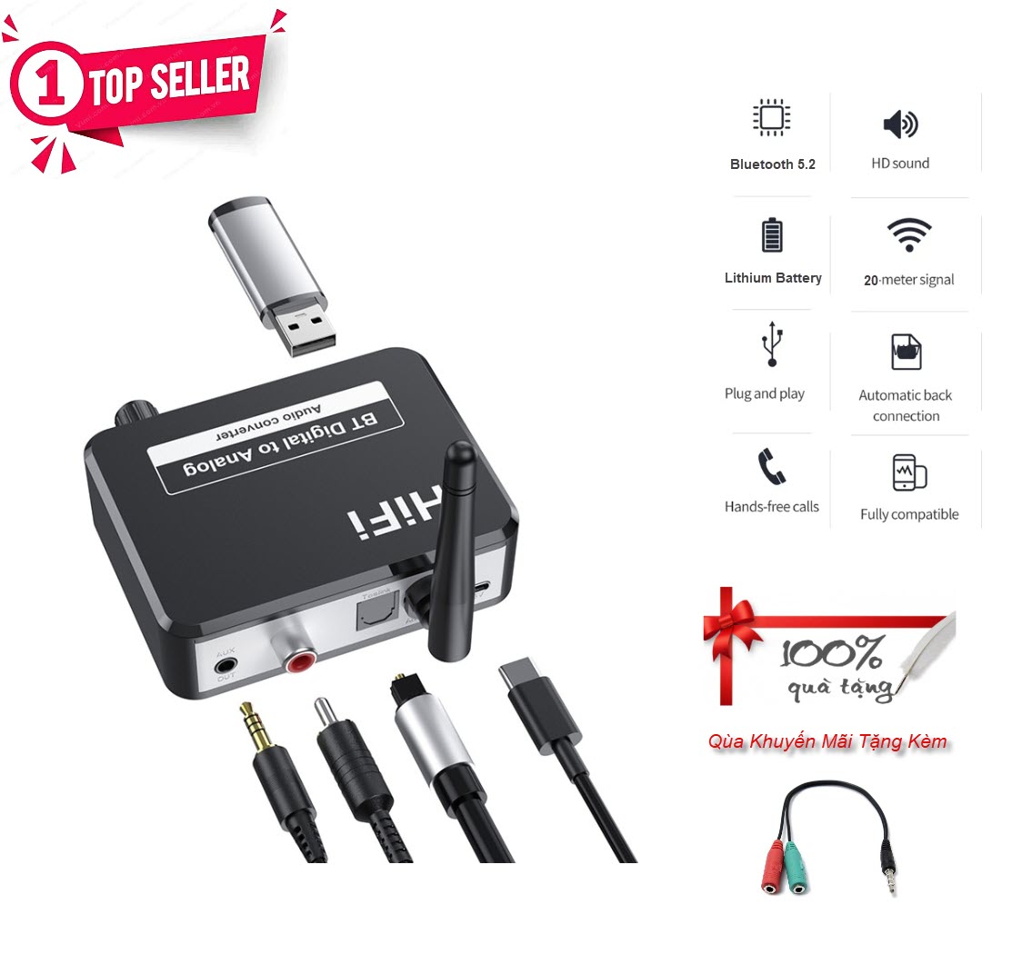 Hàng Chính Hãng - Bộ Chuyển Đổi Âm Thanh DAC B35S HIFI Bluetooth, Chuyển Đổi Analog Mượt Mà, Hỗ Trợ Đa Dạng Kết Nối Optical Coaxial AUX USB Bluetooth 5.1,  Phạm Vi Kết Nối 20m, Âm Thanh Vượt Trội, TỰ Động Kết Nối Dễ Dàng, Remote - ROGTZ