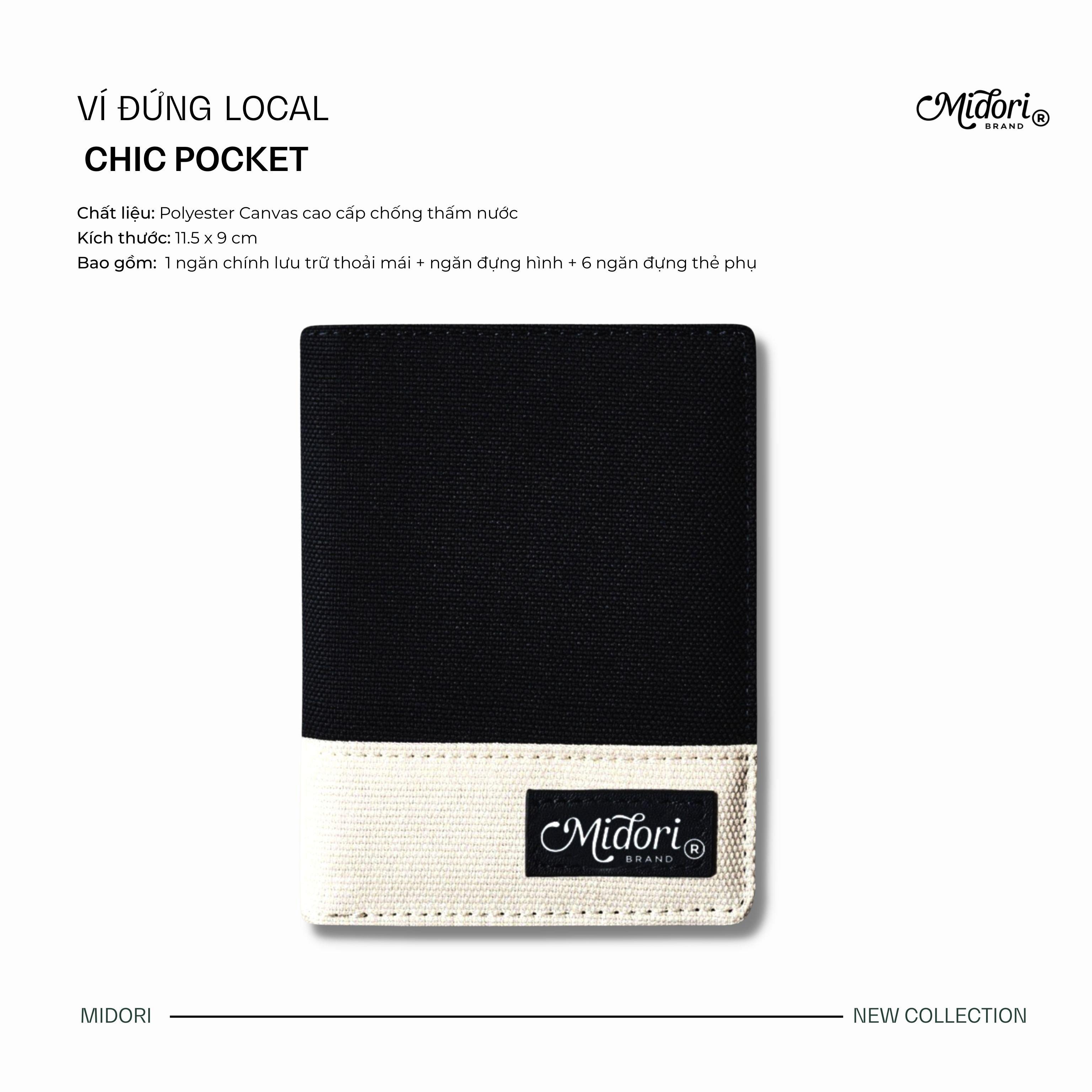 Ví Vải Đứng Nam Nữ Polyester Chic Pocket s2 Siêu Bền Đẹp Chống Nước Unisex local brand chính hãng Midori M Studio