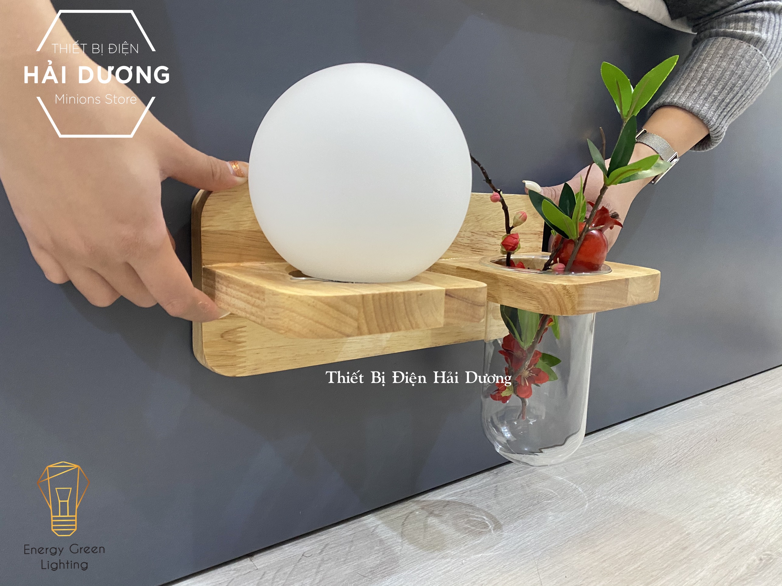 Đèn Tường Kệ Gỗ Chao Thủy Tinh Hiện Đại DT-3019 - Trang Trí Căn Phòng - Đã Bao Gồm Bóng LED 3W - Có Video