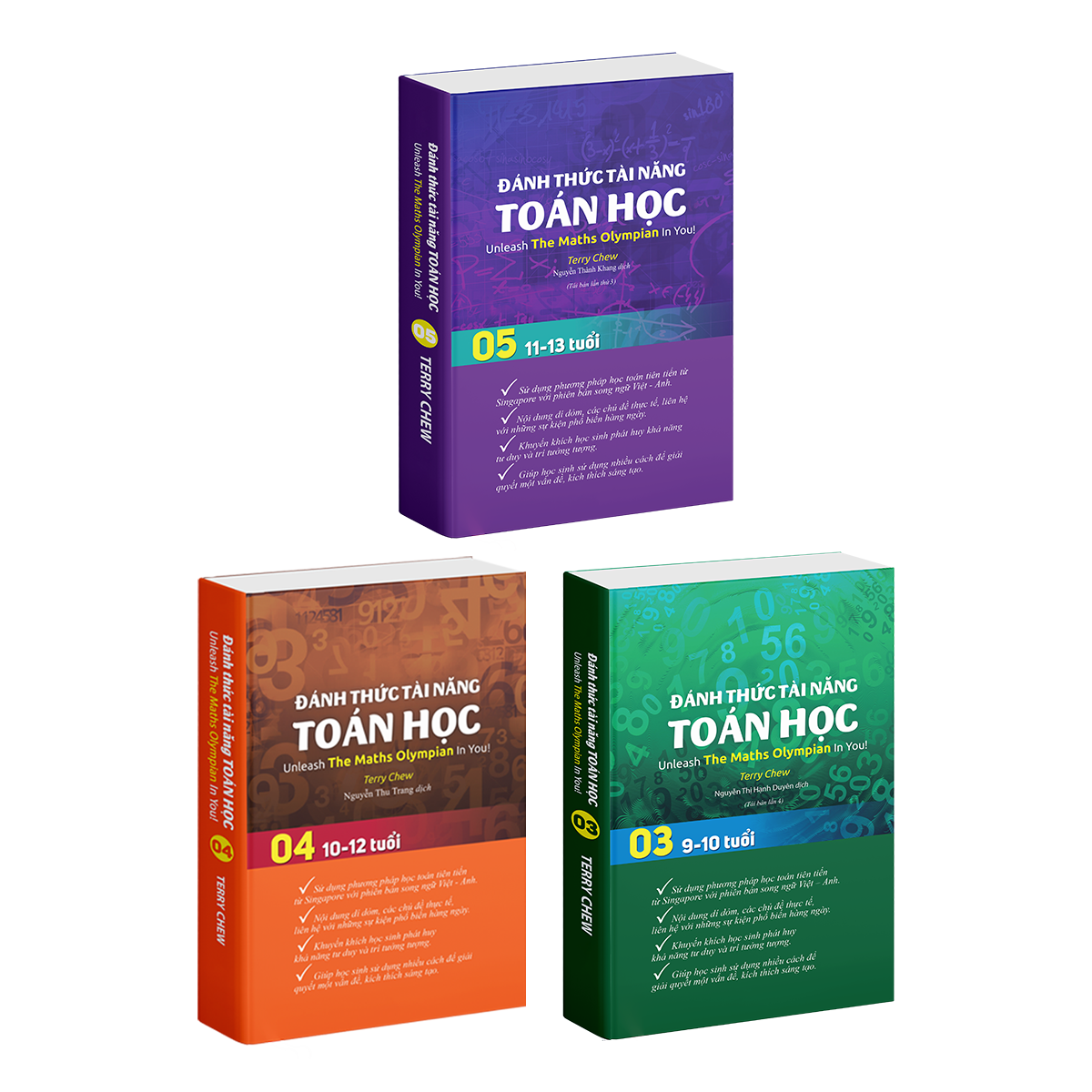 Sách Đánh Thức Tài Năng Toán Học 3, 4, 5 ( Combo 3 Cuốn ) - Tổng hợp kiến thức toán học lớp 3 đến lớp 6, Hiệu sách Genbooks