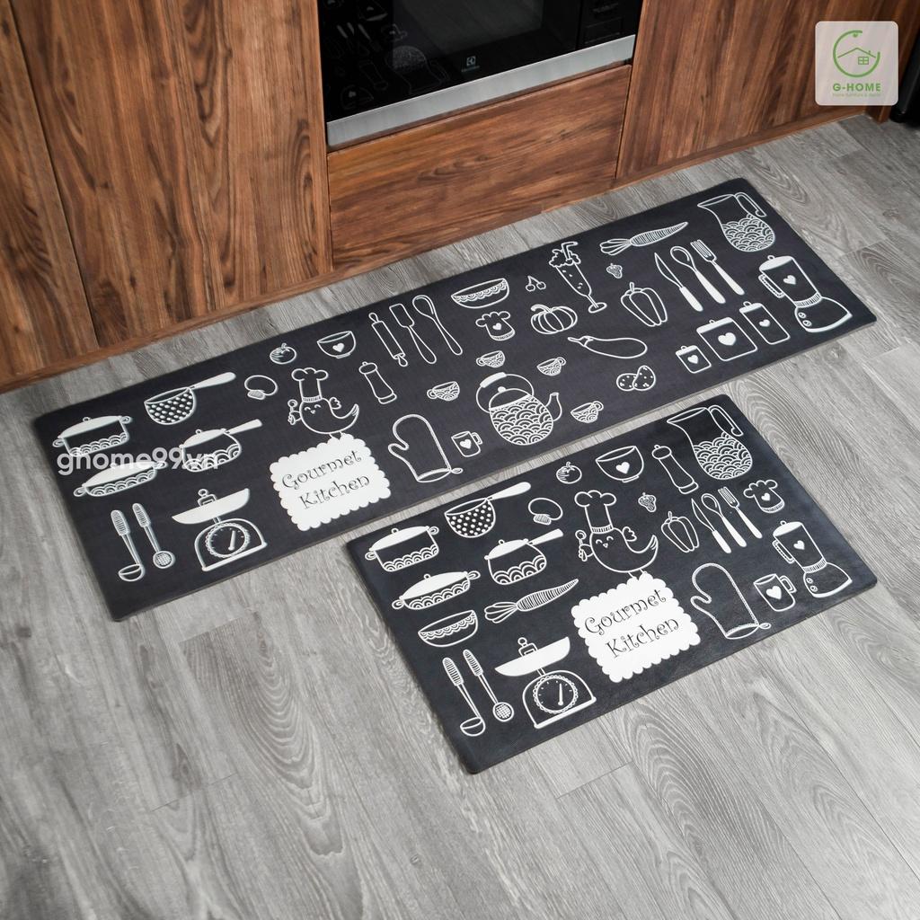 Thảm lau chân nhà bếp cao cấp Ghome, thảm bếp da 3D, không thấm nước, dầu mỡ đế cao su chống trơn trượt TB22M1