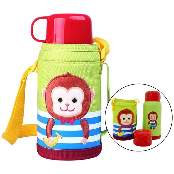 Bình Giữ Nhiệt Cartoon Kids Vacuum Bottle 550 ml - LocknLock LHC1435MKY - Monkey - Màu Xanh Lá
