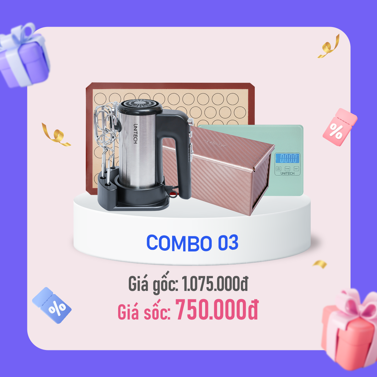 Combo đồ làm bánh Unibaker 3