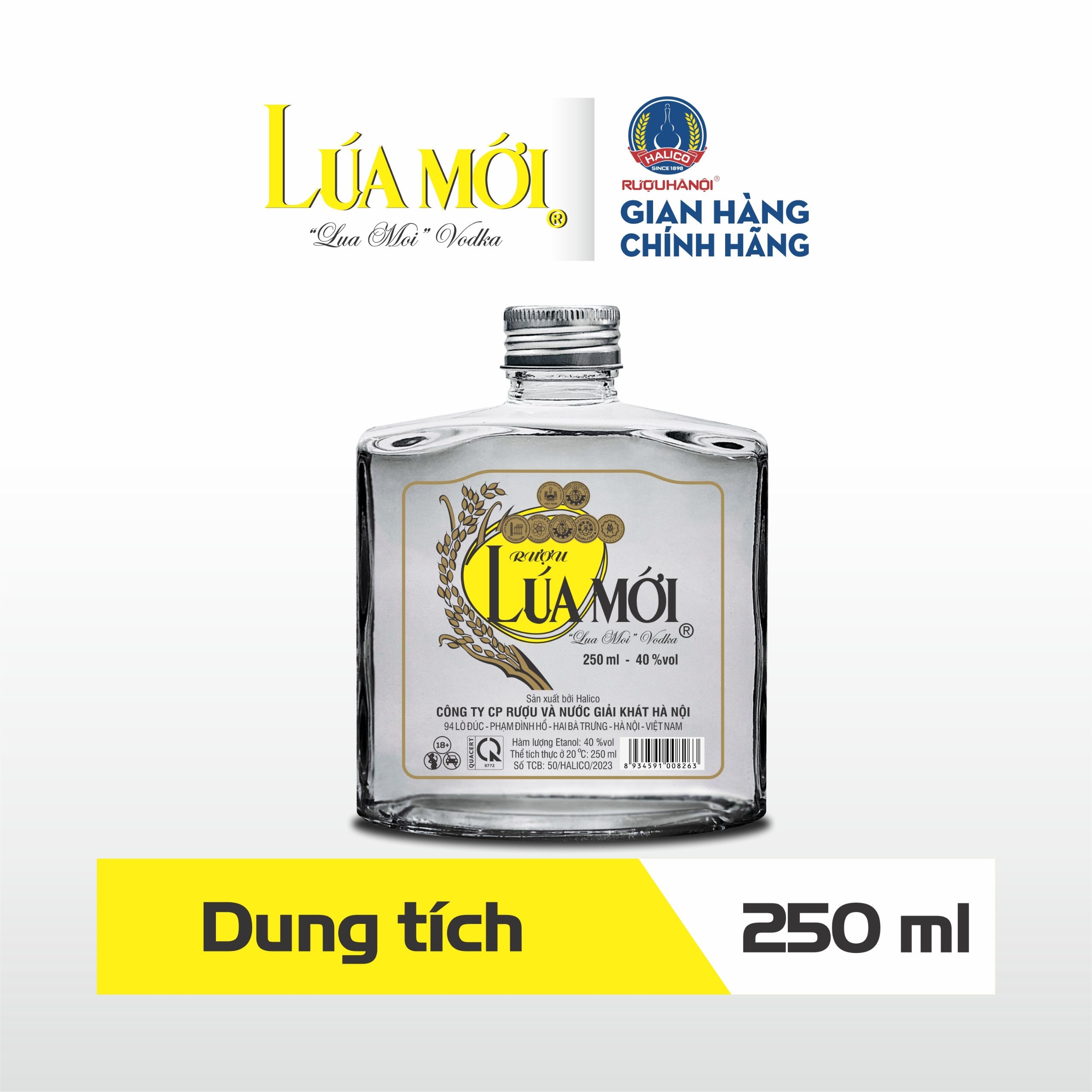 Rượu Lúa Mới HALICO nồng độ 40% chai 250ml không kèm hộp