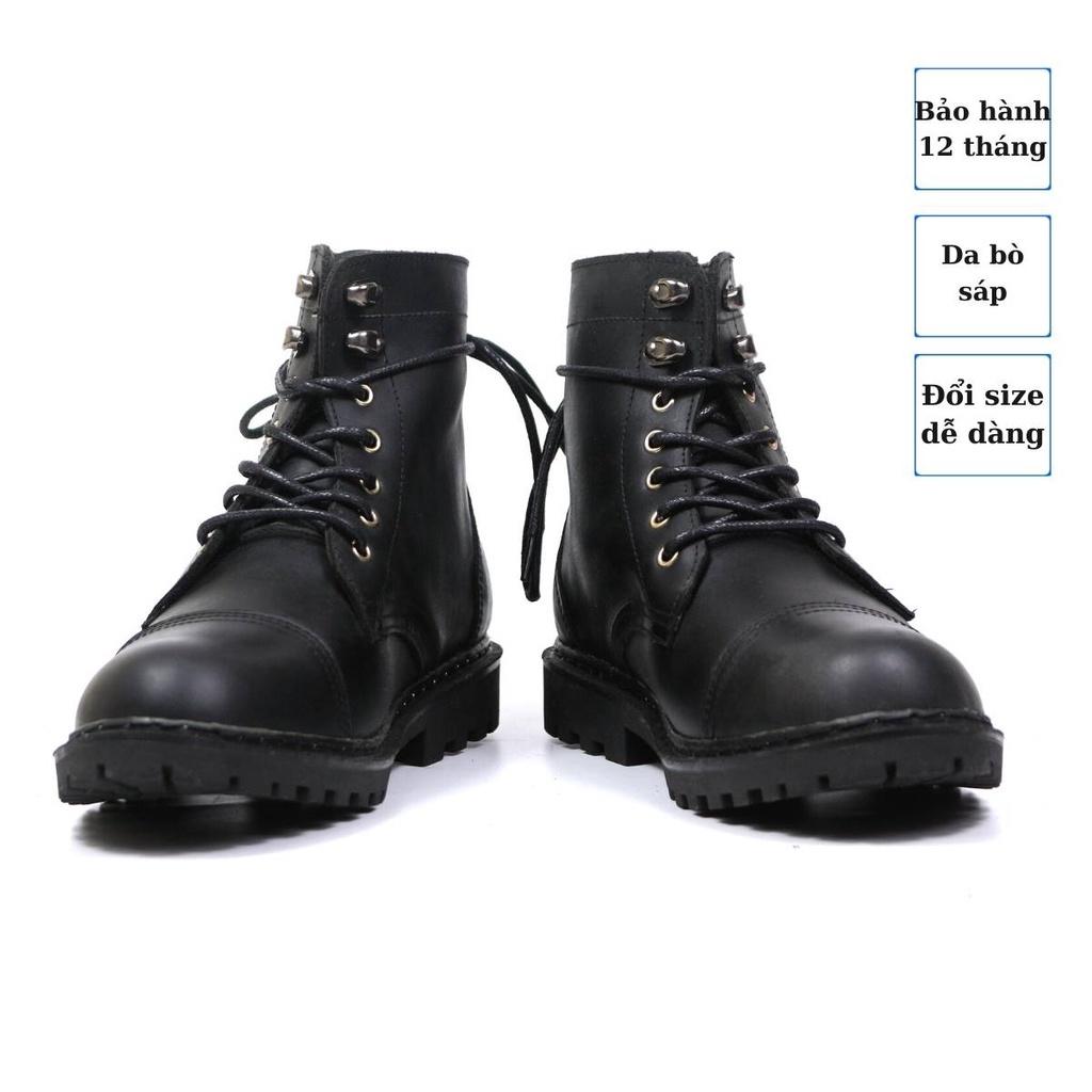 Giày Boots Doc.058 Full Black Da Bò sáp đen size 36-&gt;44 Lucas Shoes Bảo hành 1 năm