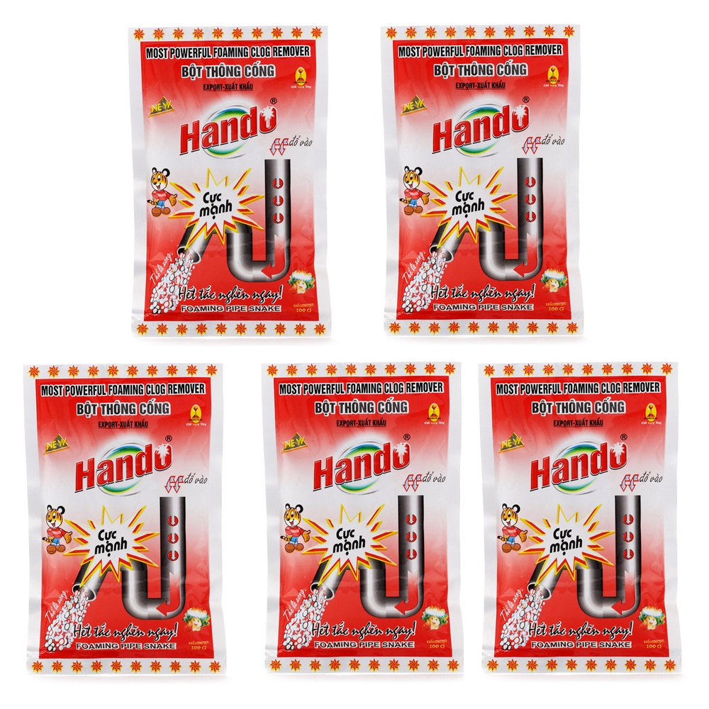 Bộ 5 Bột thông cống xuất khẩu Hando đỏ 100gr