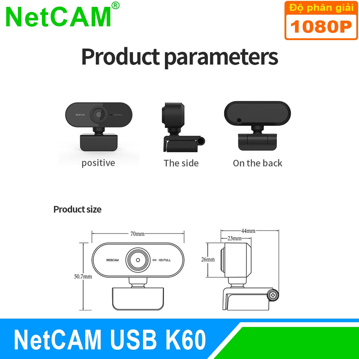 Webcam Netcam USB K60 1080P - Hàng Chính Hãng