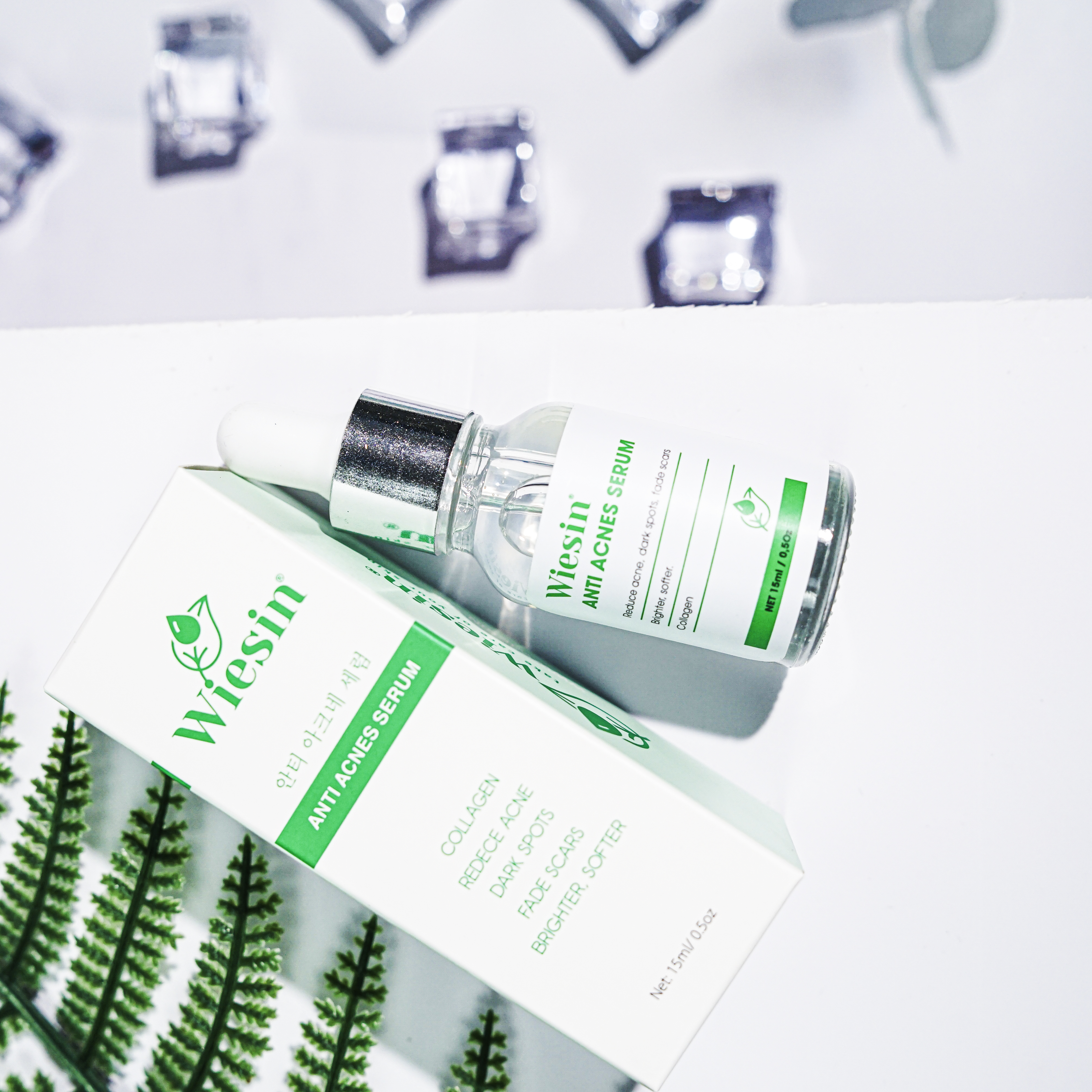 Serum giảm mụn mờ vết thâm, ngăn ngừa mụn ẩn và mụn đầu đen &quot;Collagen Thủy Phân&quot; Wiesin Anti Acnes Serum 15ml  - WS04