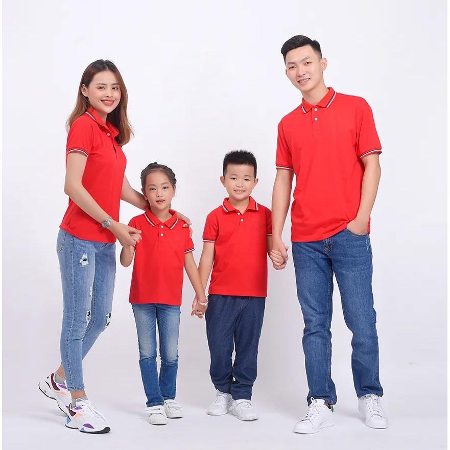 {Full size} ÁO THUN, ÁO PHONG NAM NỮ CÓ CỔ - CAM, ĐỎ(hình thật)