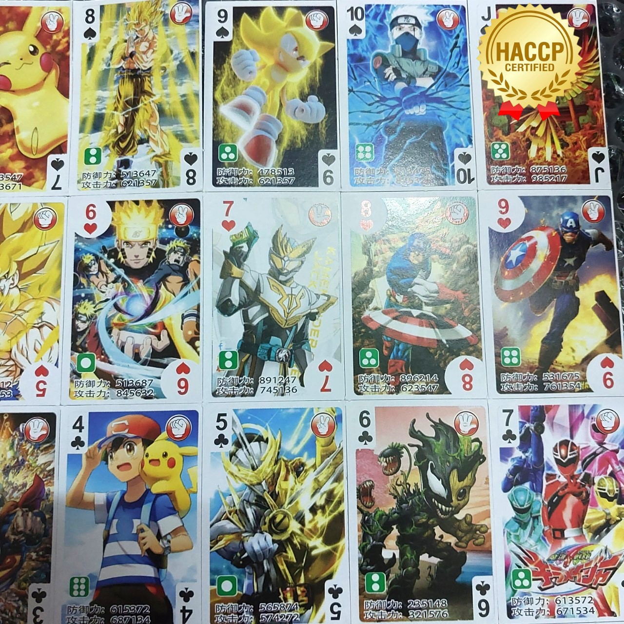 Bộ bài Poker tây 54 lá hình Anime MIX Pokemon Kamerider PowerRanger 1673 1-4-1