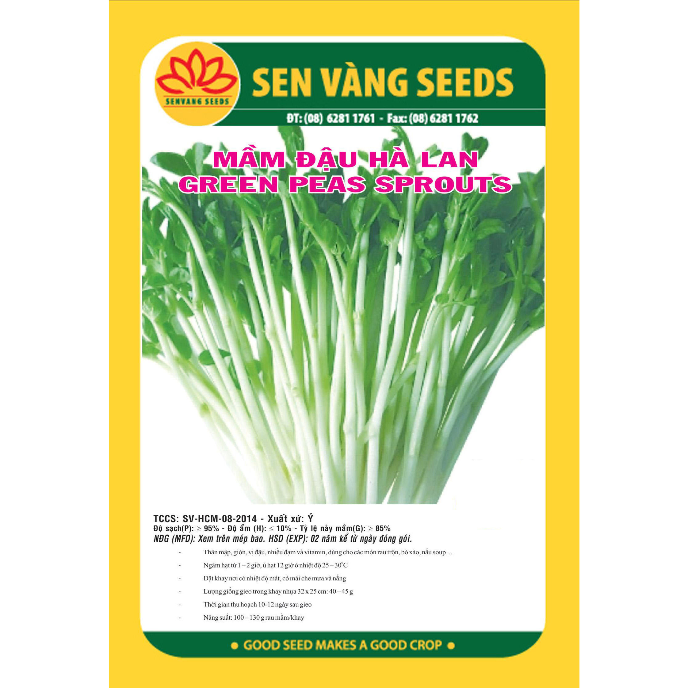Hạt giống rau mầm đậu Hà lan giống khỏe mầm tốt VTS46
