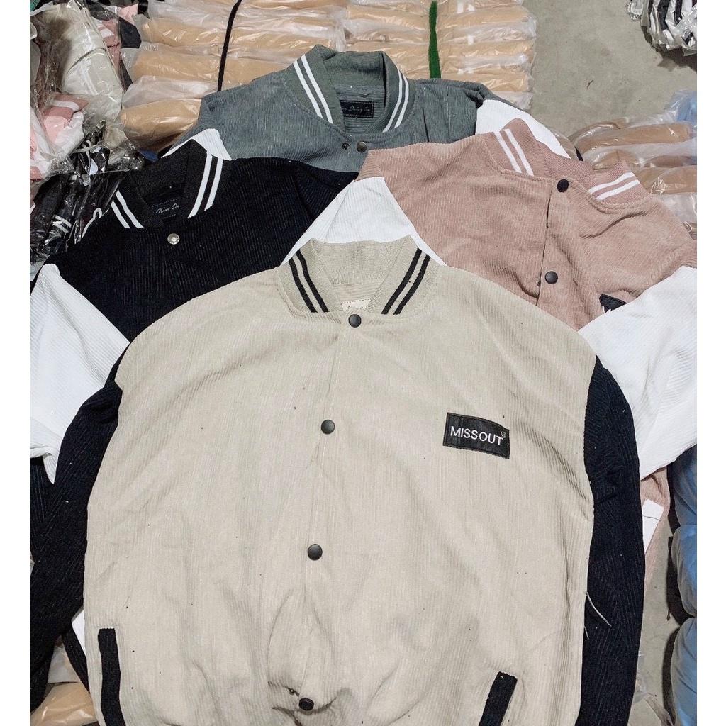 Áo Khoác Bomber Missout Form Rộng Unisex Chất Nhung Tăm 1 lớp thoáng mát
