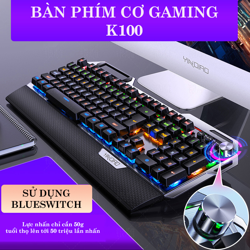 Bàn Phím Cơ Gaming K100 Full Led - Bàn Phím Máy Tính Cơ Thiết Kế Hợp Kim Nhôm Bền Bỉ Với Full Size 104 Phím Cơ Cao Cấp - K1357