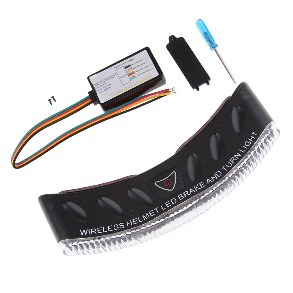 Motorcycle Wireless Helmet 12V 8 LED Turn Signal Stop Brake Warning Light