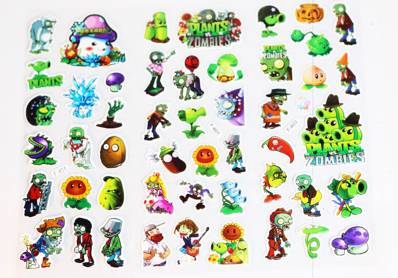 Set 5 Sticker Trang Trí Chủ Đề Plant And Zombie