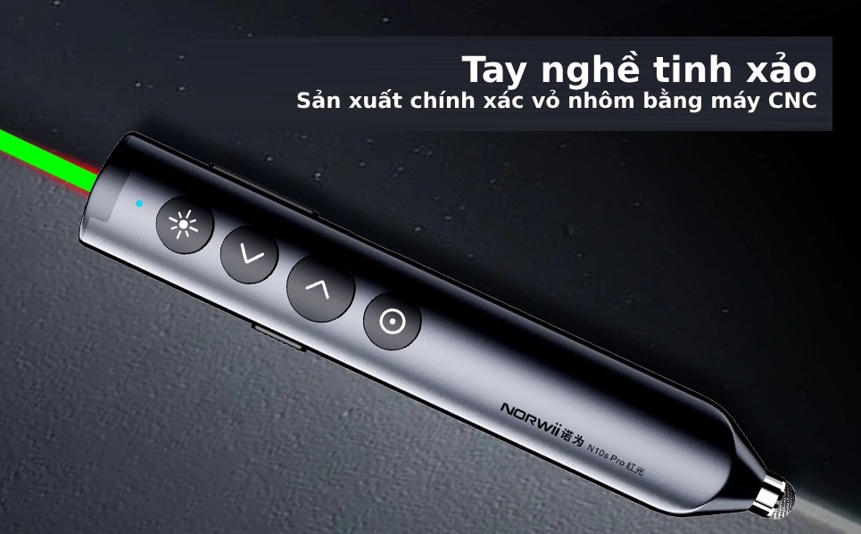 Bút trình chiếu Bluetooth dùng cho màn hình tương tác, LED Norwii N10S Pro laser màu xanh. HÀNG CHÍNH HÃNG CÓ BẢO HÀNH !!!