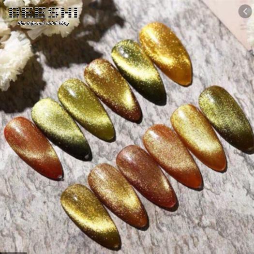 Sơn gel mắt mèo kim cương Huaxi 9D màu vàng, trắng - beeshi shop nail