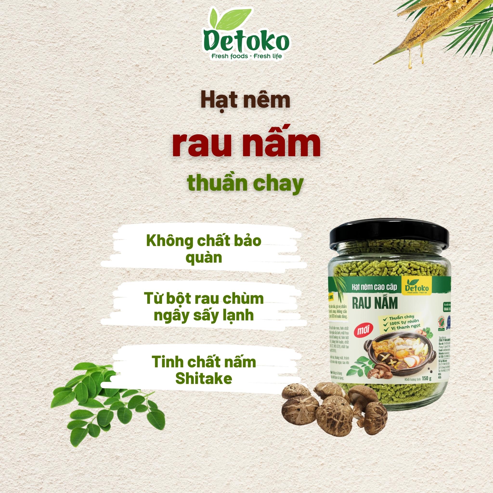 Hạt nêm rau nấm thuần chay 150g - Detoko