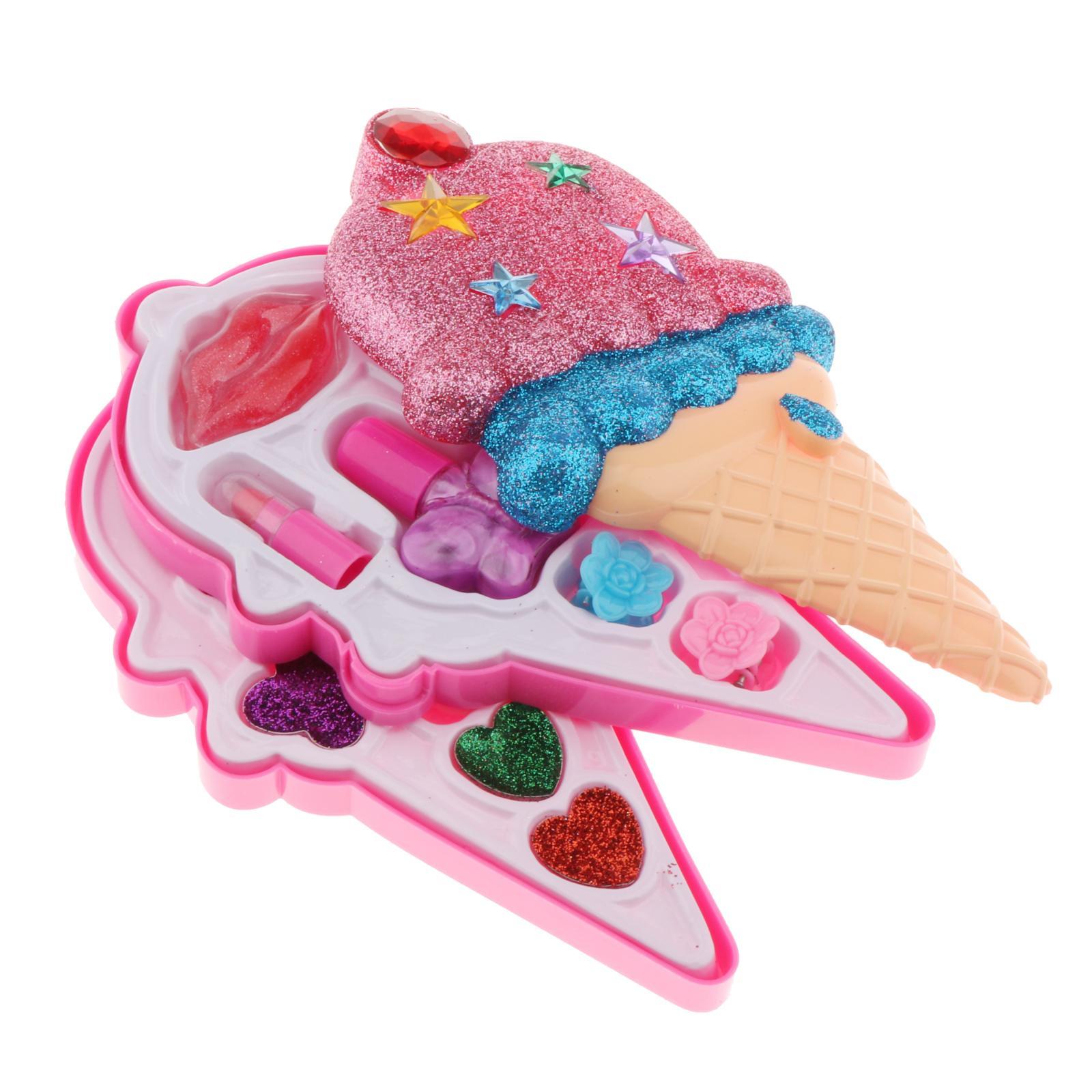 Ice Cream MakeUp Compact Case For Girls Kids Cosmetic Set double deck