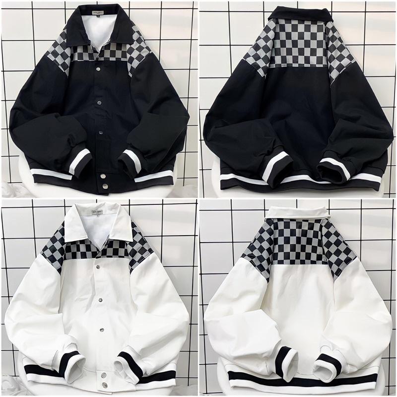 Áo Khoác Kaki CARO Jacket màu ĐEN/TRẮNG Form Rộng Vải Kaki Dày Dặn Phong Cách Ulzzang Unisex Nam nữ unisex Jaystoree