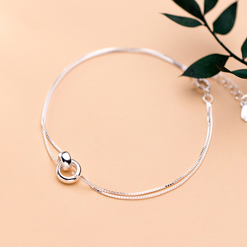 Lắc tay bạc nữ 2TSILVER dây đôi móc tròn CỰC SÁNG LTBN07