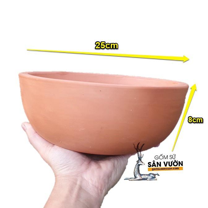 Chậu trồng cây gốm đất nung  hình TÔ size D25 x H8cm